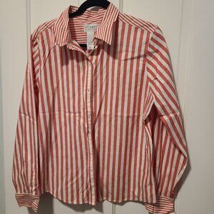 VTG NWT Liz Claiborne Button Blouse Candy Stripe Red White Sz 16 Sunstredmt